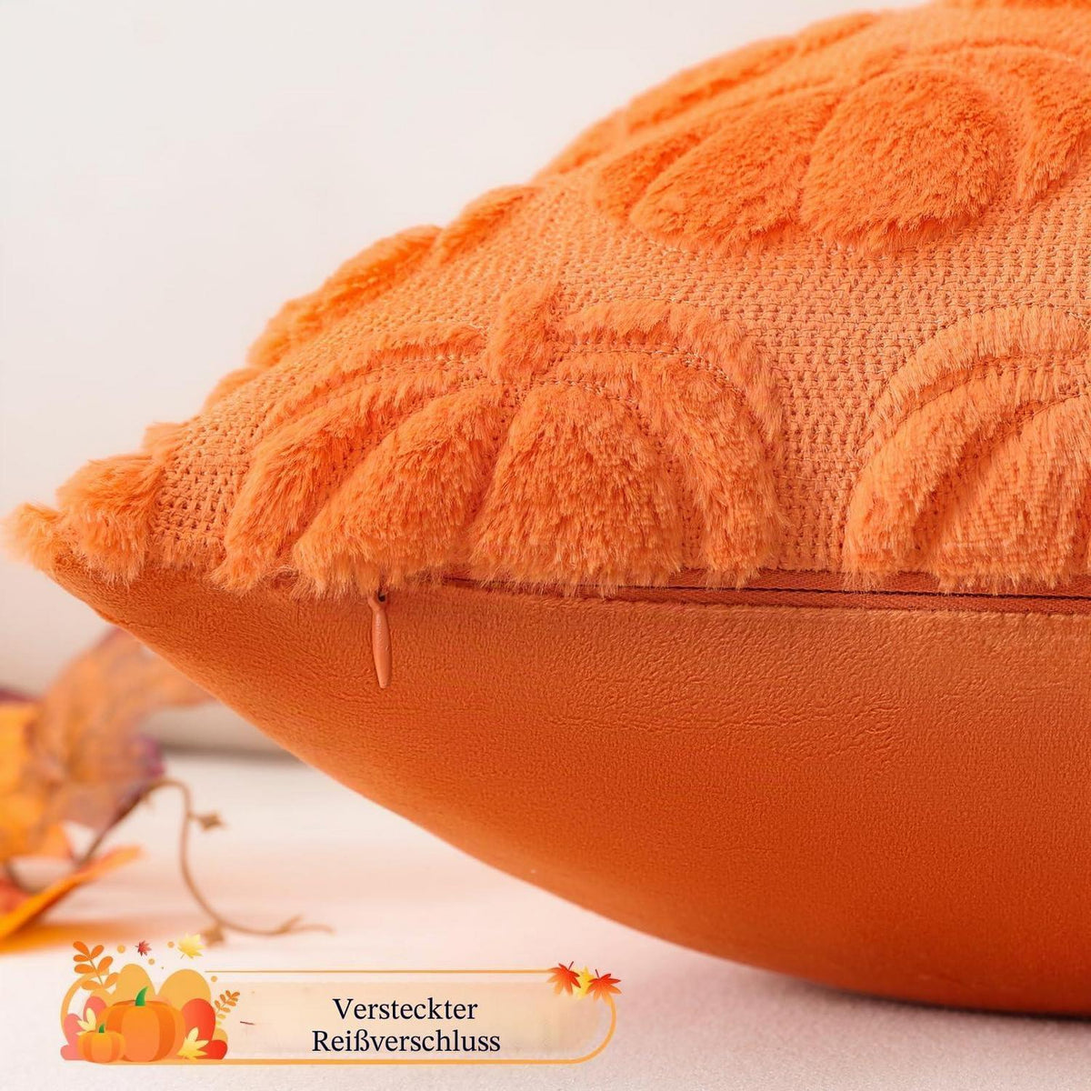 2 Kürbis Kissenbezüge 40x60cm – Herbst Boho Deko Orange
