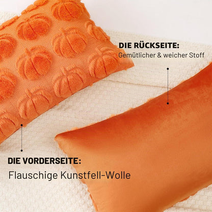 2 Kürbis Kissenbezüge 40x60cm – Herbst Boho Deko Orange