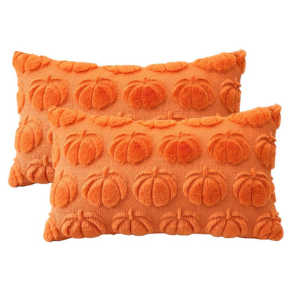 2 Kürbis Kissenbezüge 40x60cm – Herbst Boho Deko Orange