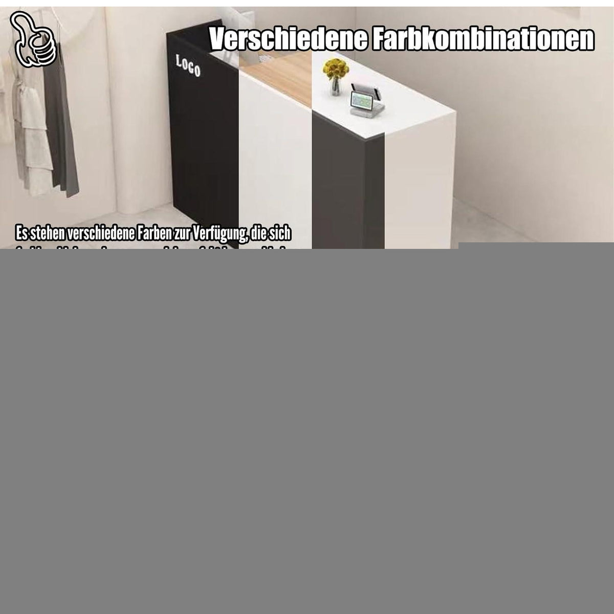 Rezeptionstheke Holz mit Stauraum – Weiß & Originalholzfarbe