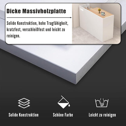 Rezeptionstheke Holz Grau Weiß – Langer Kassentisch 160cm