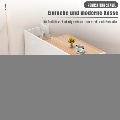Rezeptionstheke Holz mit Stauraum – Schwarz Weiß 120x50x100 cm