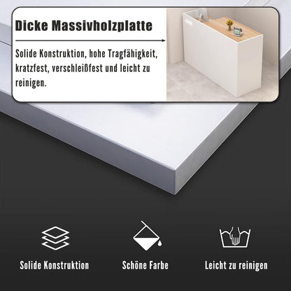 Rezeptionstheke Holz mit Stauraum – 160cm Weiß & Originalholz