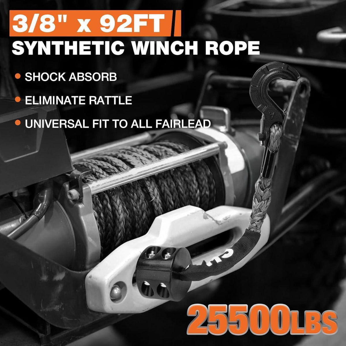 Synthetisches Windenseil 3/8" x 92 Fuß – 11,5 Tonnen Tragkraft