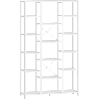 Standregal mit 6 Ebenen – Weißes Bücherregal für Wohnzimmer & Büro