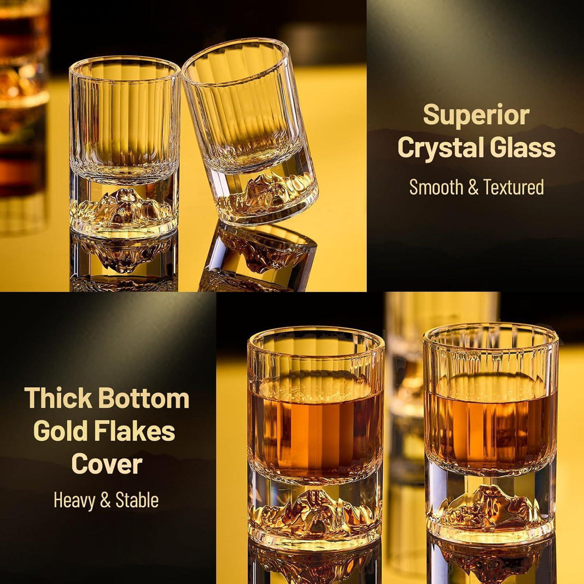 Goldberg Schnapsgläser Set (6 Stück) - Kristallglas 24K Gold