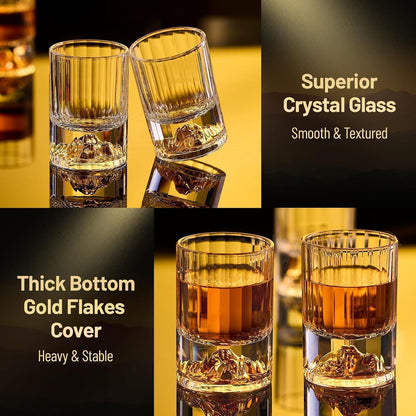 Goldberg Schnapsgläser Set (6 Stück) - Kristallglas 24K Gold