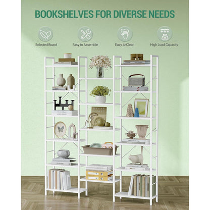 6-Etagen Bücherregal Weiß – 17 Fächer, 24x152x186 cm