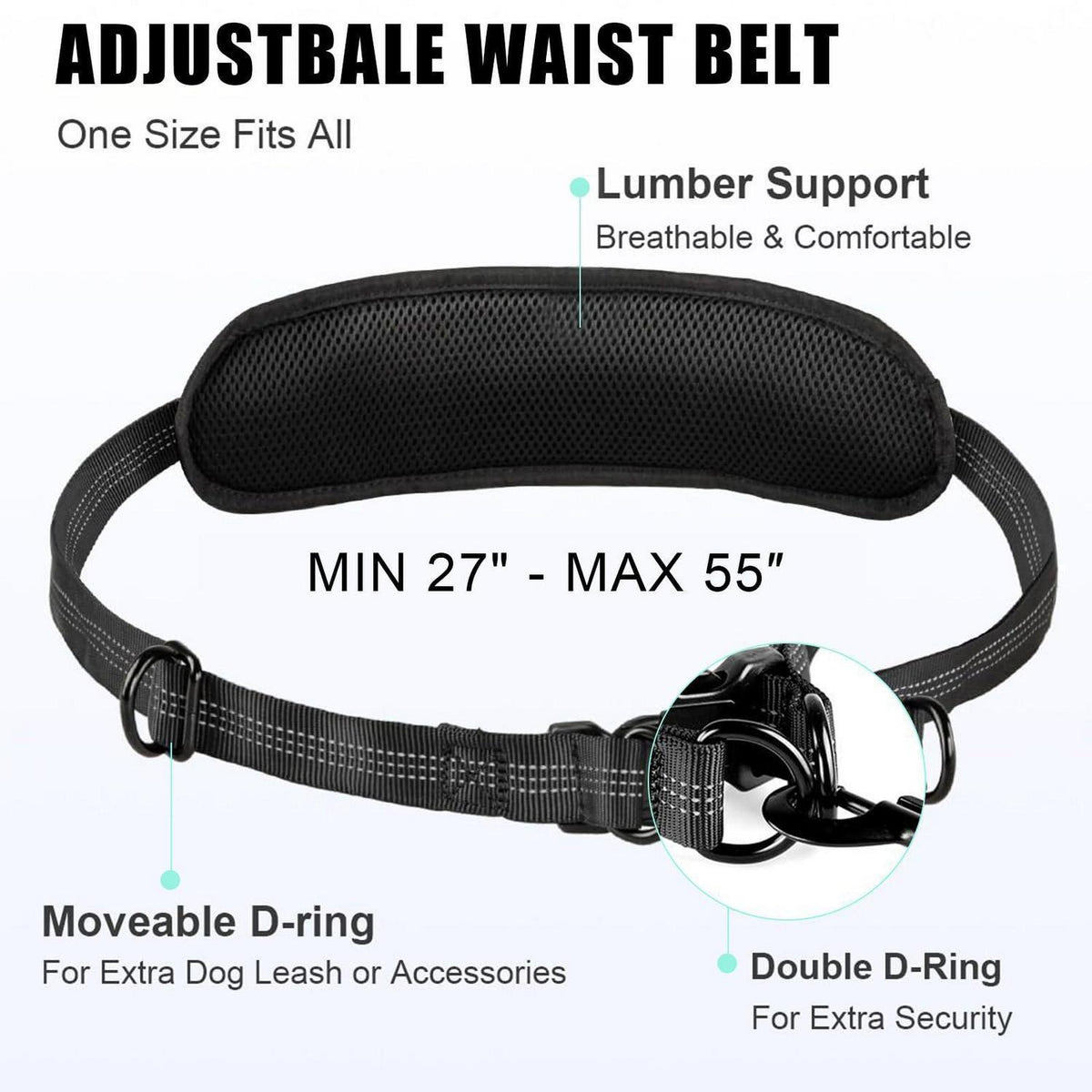 Freihändige Hundeleine für 2 Hunde mit Tasche & Reflektoren
