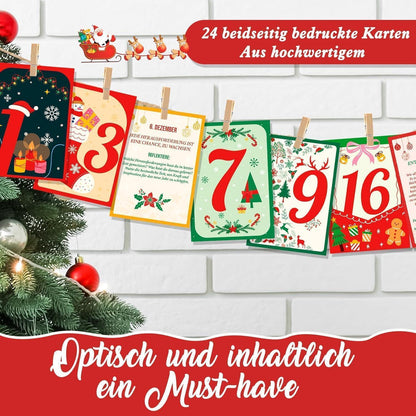 Achtsamkeits-Adventskalender mit 24 Karten & Holzständer