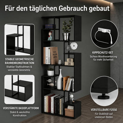 Modernes Bücherregal Schwarz – Raumteiler & Standregal