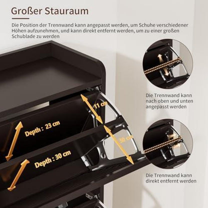 Schmaler Schuhschrank mit Klappläden – Platzsparend & Modern