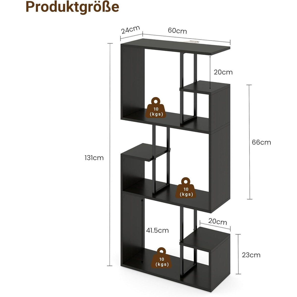 Großes Bücherregal Schwarz-Braun | Raumteiler & Shelf für Wohnzimmer