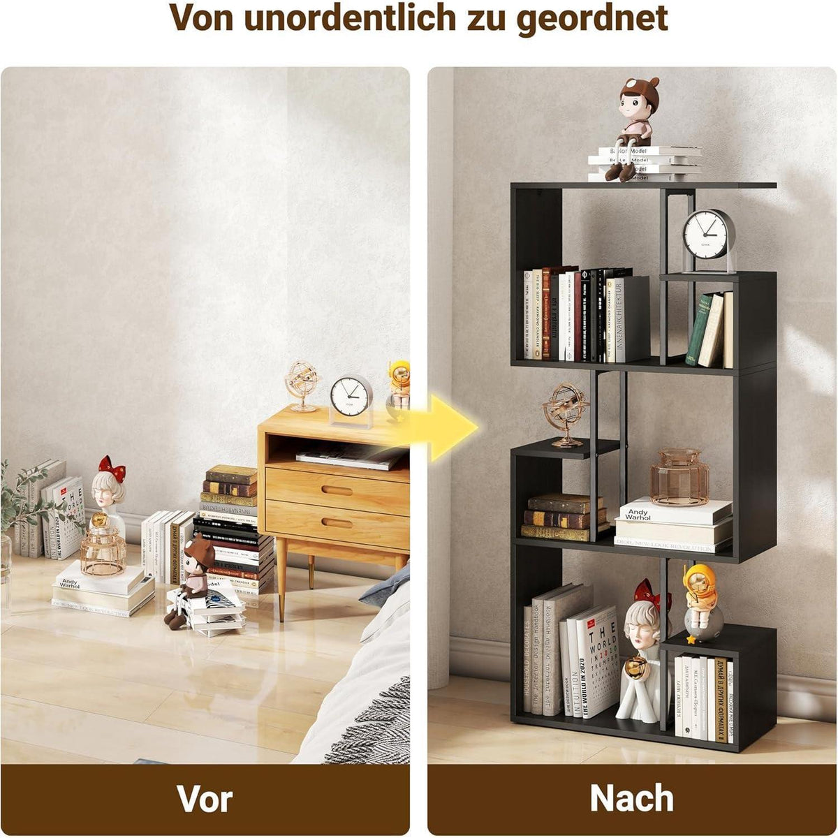 Großes Bücherregal Schwarz-Braun | Raumteiler & Shelf für Wohnzimmer