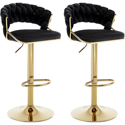 Moderne Samt Barhocker 2er Set, höhenverstellbar & drehbar
