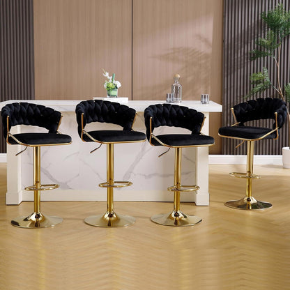 Moderne Samt Barhocker 2er Set, höhenverstellbar & drehbar
