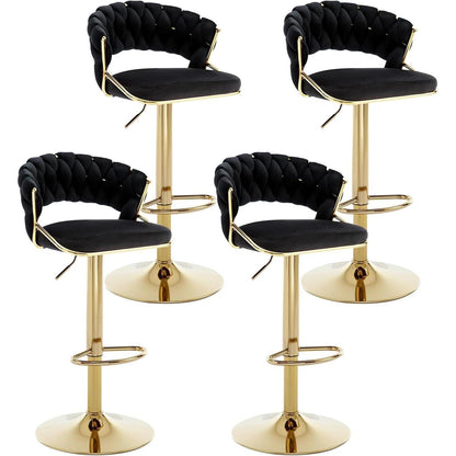 Moderne Samt Barhocker 2er Set, höhenverstellbar & drehbar
