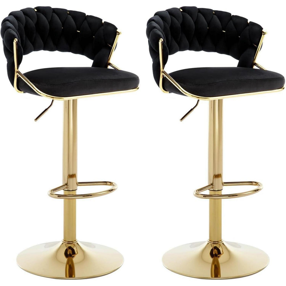 Moderne Samt Barhocker 4er Set, höhenverstellbar & drehbar
