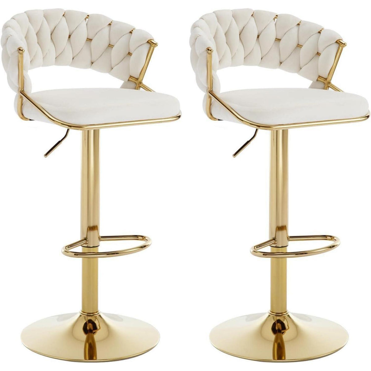 Moderne Samt Barhocker 2er Set, höhenverstellbar & drehbar