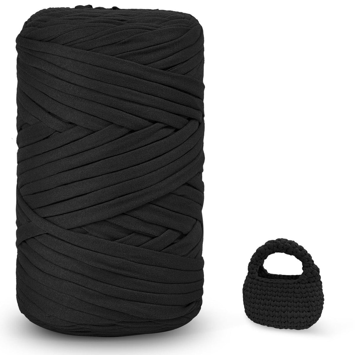 T-Shirt Garn 400g – Chunky Häkelgarn für Körbe & DIY Projekte Schwarz
