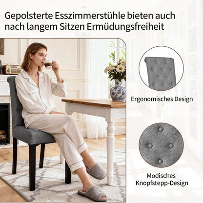 Esszimmerstühle 2er Set Dunkelgrau, Polsterstuhl mit hoher Lehne