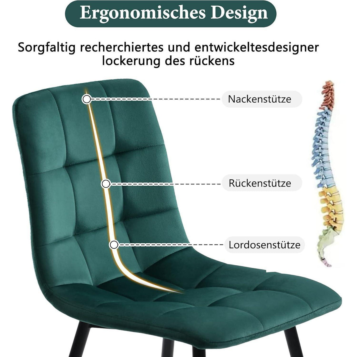 Runde Essgruppe mit 4 Samtstühlen – Weiß & Gold