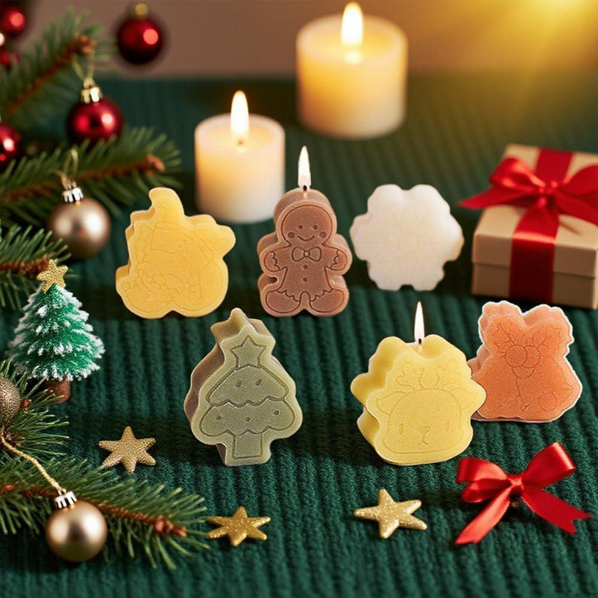 2x Weihnachtskerzenform Silikon – 3D Gießform für DIY Kerzen & Seife