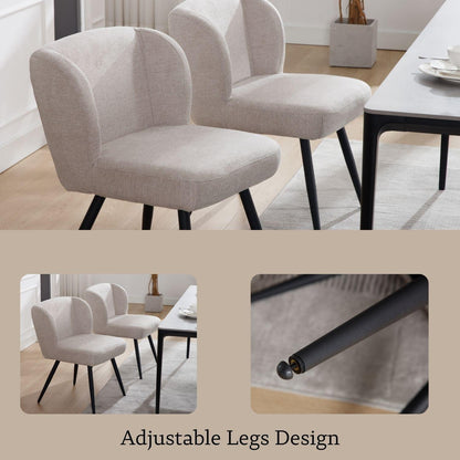Moderner Esszimmerstuhl Set 4er – Bequeme Polsterstühle Leinen Oatmeal