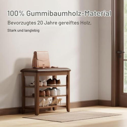 Schuhregal Bank mit Kissen, Walnuss, 60cm