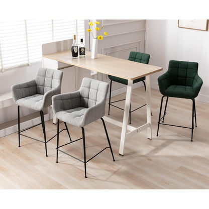Moderner Barhocker 2er Set mit Frottee & Metallfüßen Grau