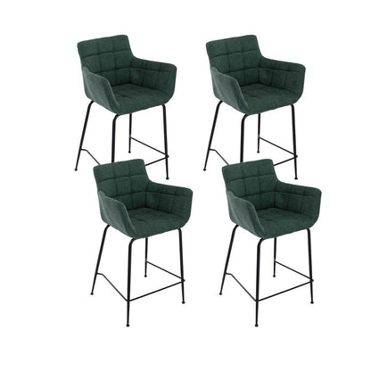 Moderner Barhocker 4er Set mit Frottee & Metallfüßen – Grün