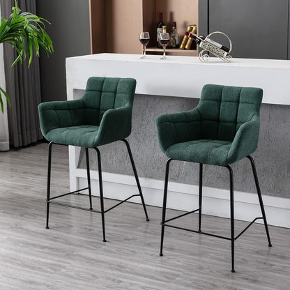 Moderner Barhocker 4er Set mit Frottee & Metallfüßen – Grün