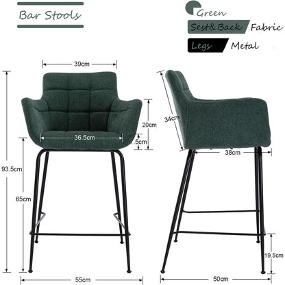 Moderner Barhocker 4er Set mit Frottee & Metallfüßen – Grün