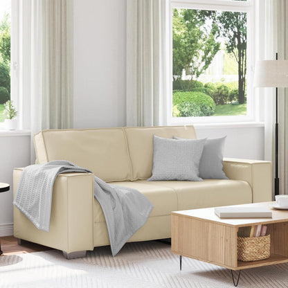 2-Sitzer Sofa Creme – 140 cm mit Abnehmbaren Kissen in Lederoptik