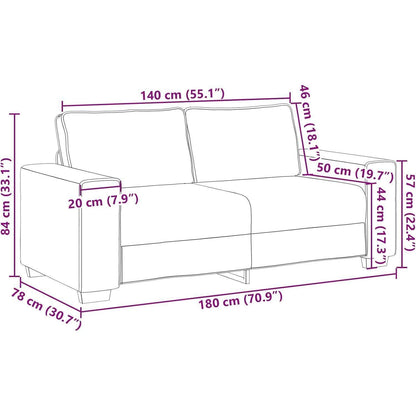 2-Sitzer Sofa Creme – 140 cm mit Abnehmbaren Kissen in Lederoptik