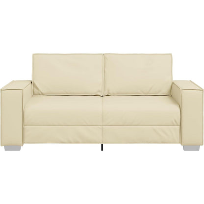 2-Sitzer Sofa Creme – 140 cm mit Abnehmbaren Kissen in Lederoptik