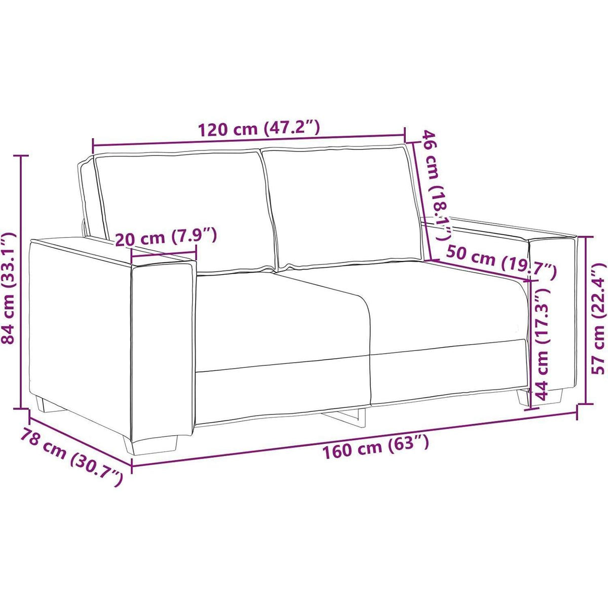 2-Sitzer Sofa Weinrot – Couch 120cm für Wohnzimmer in Lederoptik
