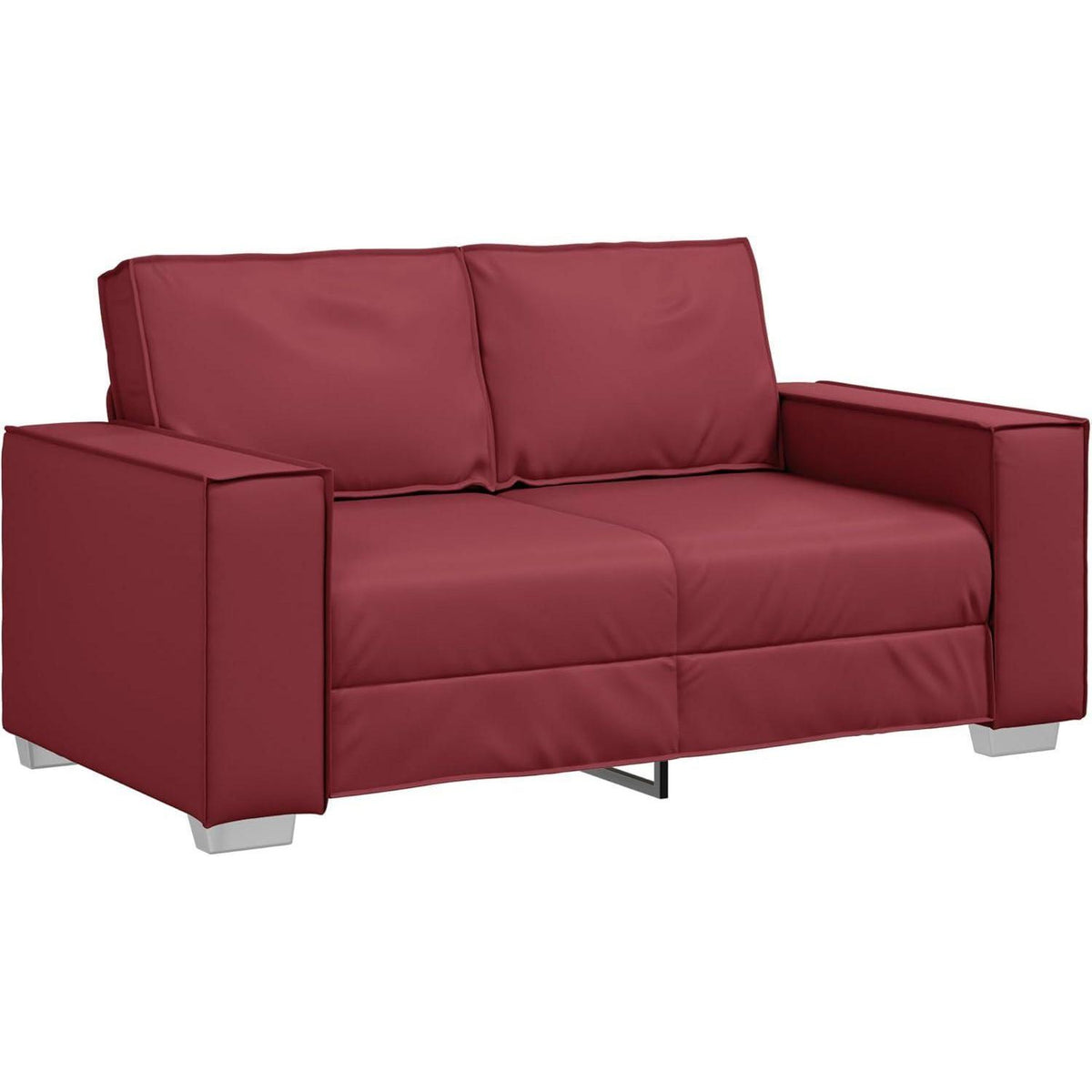 2-Sitzer Sofa Weinrot – Couch 120cm für Wohnzimmer in Lederoptik