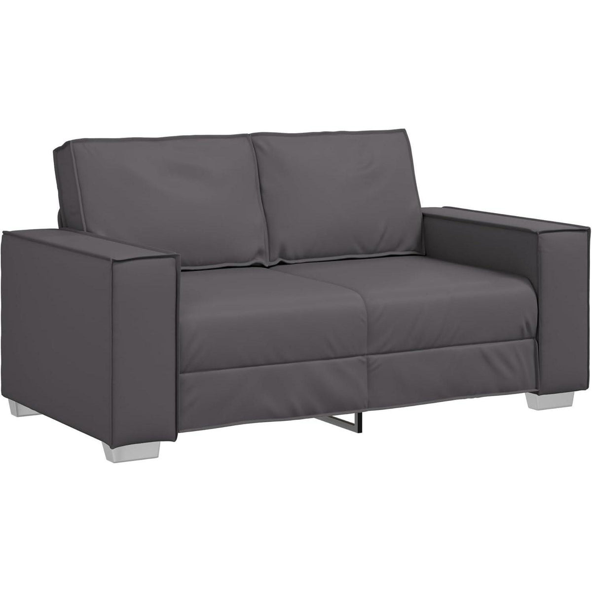 Graues 2-Sitzer Sofa 120 cm –, Einfache Montage in Lederoptik