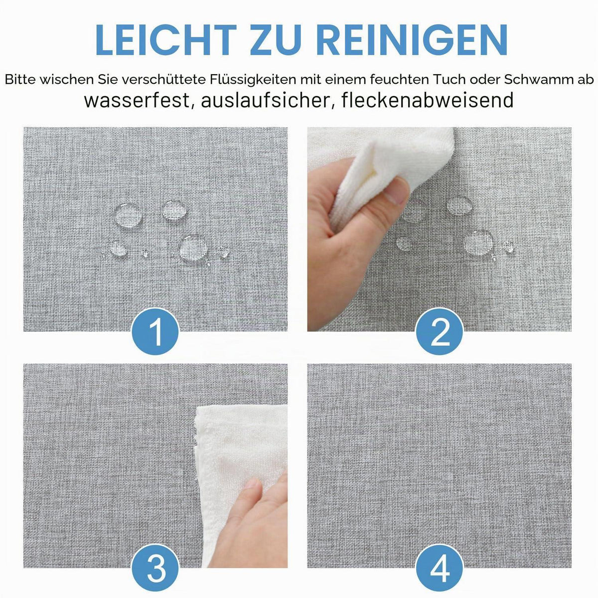 Runde Tischdecke Grau 160cm Leinenoptik Abwaschbar