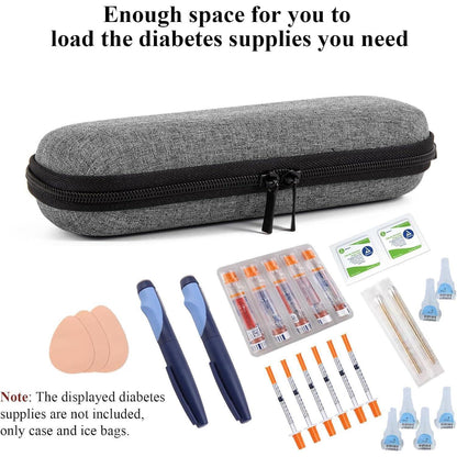 Insulin Kühltasche mit Kühlakkus – Diabetes Zubehör Reisebox Grau