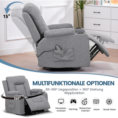 Relaxsessel mit Liegefunktion & Fußstütze – Dunkelgrau