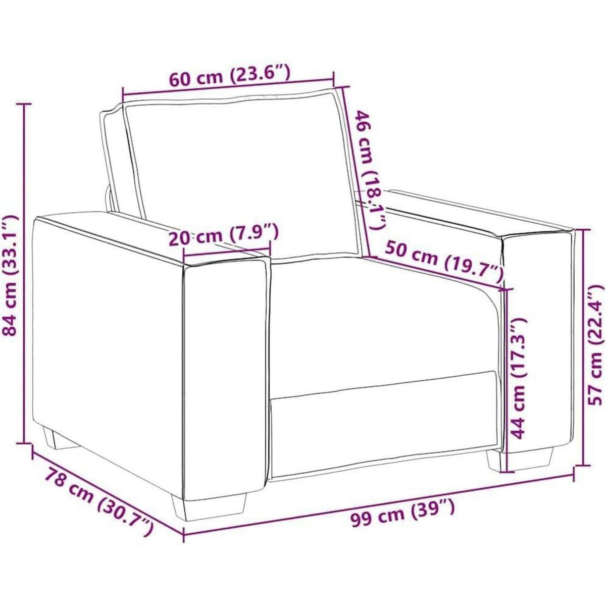 Dunkelgrauer Stoffsofa Stuhl – Modernes Couch für Wohnzimmer