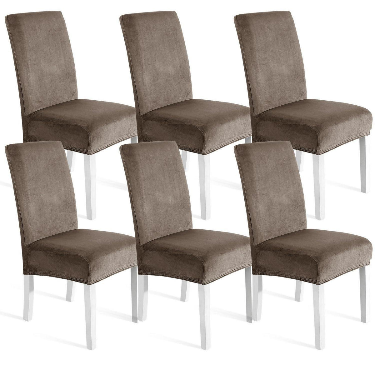 Samt Stuhlhussen 6er Set – Stretch, Waschbar & Kratzfest