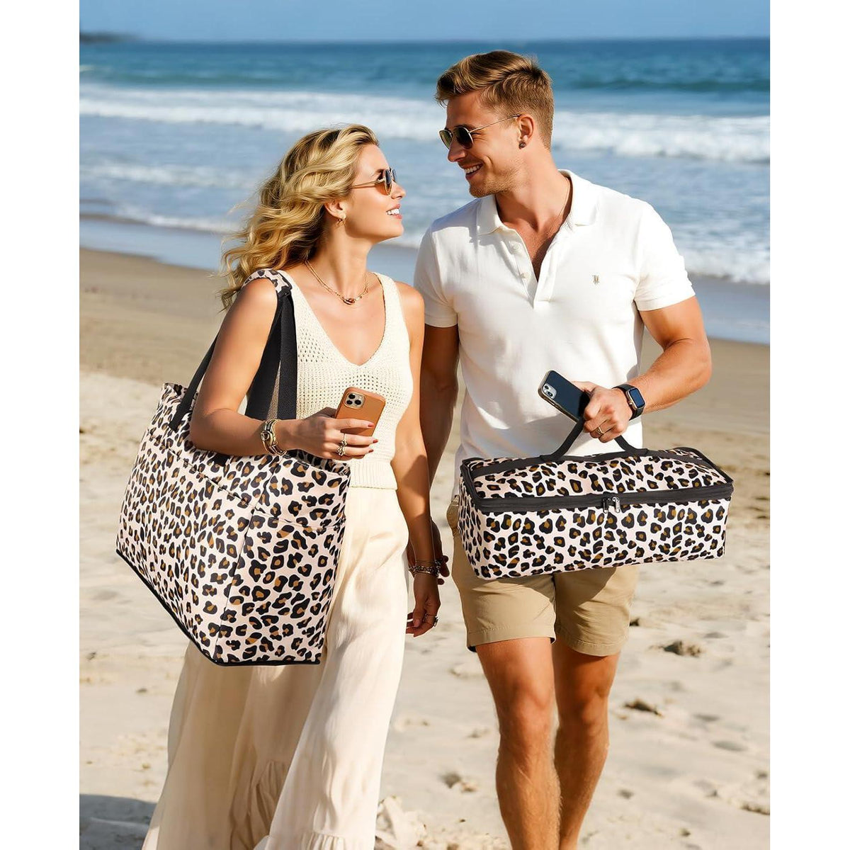 XXL Strandtasche Familie mit Kühltasche & Reißverschluss