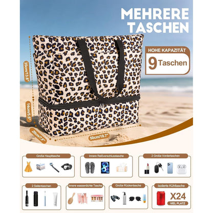 XXL Strandtasche Familie mit Kühltasche & Reißverschluss