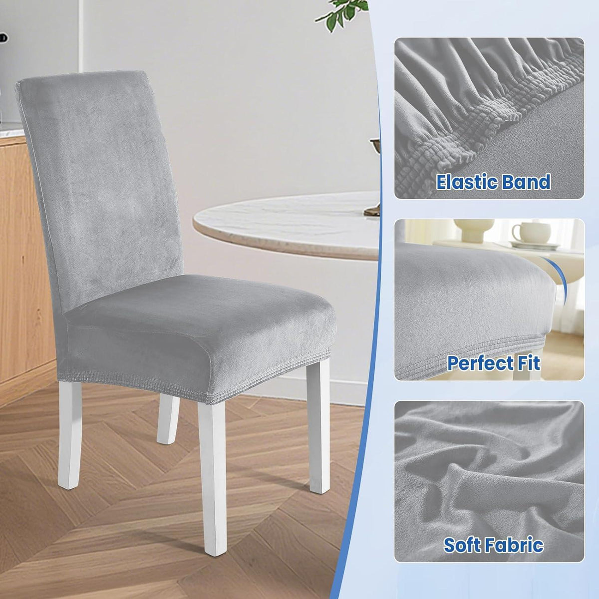 Samt Stuhlhussen 2er Set – Stretch, Waschbar & Kratzfest