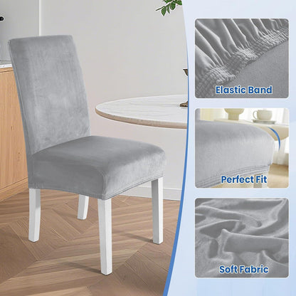 Samt Stuhlhussen 2er Set – Stretch, Waschbar & Kratzfest