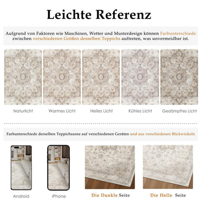 Vintage Teppich Beige Rechteckig 160x230cm Waschbar