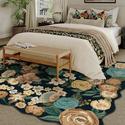 Schwarz-Weißer Teppich Wohnzimmer 200x300cm – Waschbarer Florteppich